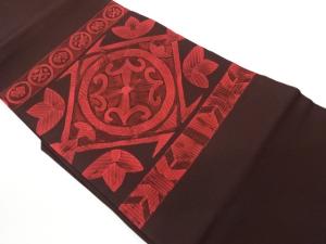 塩瀬花葉に菱・横段模様名古屋帯